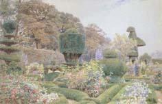 George Samuel Elgood,RI Roses and Pinks,Levens Hall,Westmorland (mk46) oil painting image